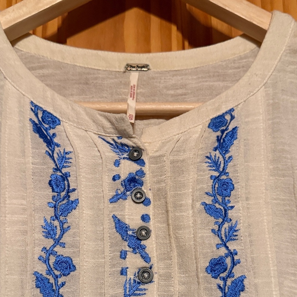 FREE PEOPLE Santiago Embroidered MiniDress Ivory XS - Picture 3 of 13